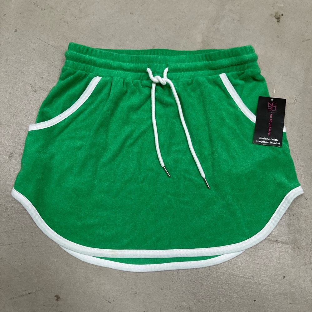 No Boundaries Green Terry Skirt